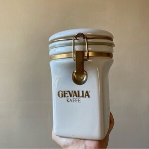 Gevalia Kaffe | Vintage Black Gold Ceramic Coffee Tea Canister Jar